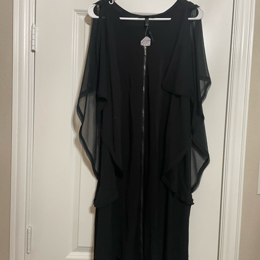 Isabel Toledo Lane Bryant Formal Black Flutter Sleeve Dress Size 16 NWT